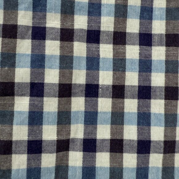 Viyella Short Sleeve Blue Purple Check Cotton Woven Medium Button Up Shirt Adult - Picture 14 of 14